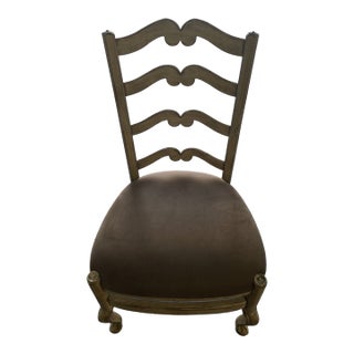 Late 20th Century Vintage French Country Ladderback Side Chair For Sale