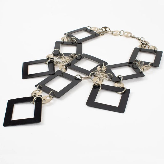 Paco Rabanne Paris Futuristic Chrome and Enamel Necklace For Sale In Atlanta - Image 6 of 10