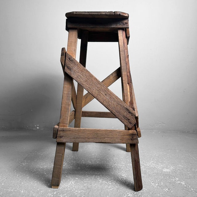 1930s Early Shōwa Era Mingei Folk Art Wooden Stool, Japan, 1930s For Sale - Image 5 of 13