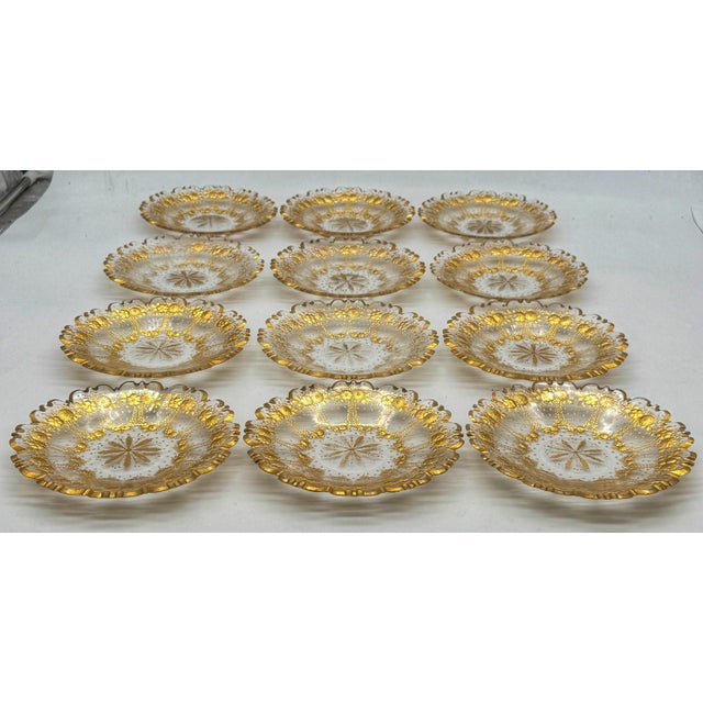 Set of 12 Belle Époque Cut Glass and Gilt Dessert Plates, circa 1890–1910 For Sale - Image 12 of 18