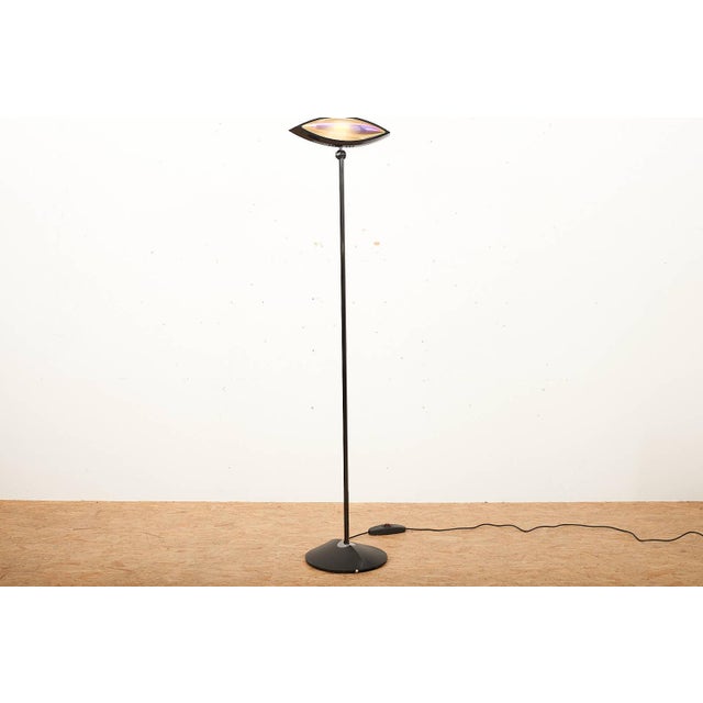 Flos Aeto Floor Lamp with Black and Blue Metal Frame and Glass Eye Halogen Bulb by Fabio Lombardo for Flos, 1988 For Sale - Image 4 of 12