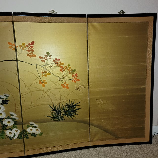 Mid-20th Century Japanese 4-Panel Gold Leaf "Kin Byōbu" Screen – Signed Ei-Hō For Sale - Image 12 of 13