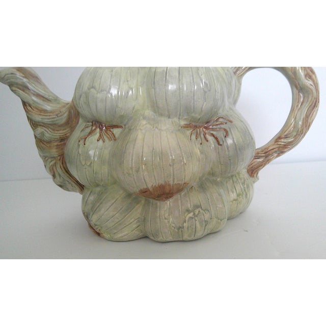 Vintage Ceramic Garlic Bulb Face Tea Pot W/Lid Kitsch Farmhouse Eclectic Fun For Sale - Image 4 of 12