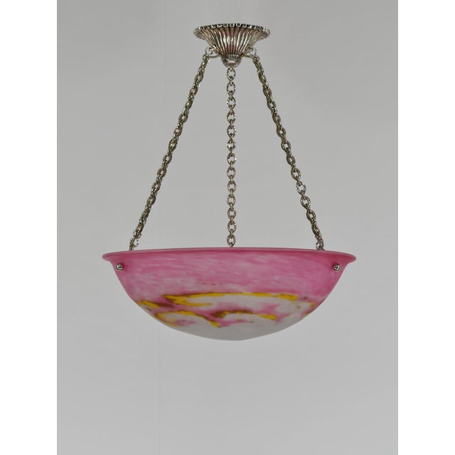 Art Deco French Art Deco Pendant Light by Muller Freres & Hettier Et Vincent - 1920s France For Sale - Image 3 of 13