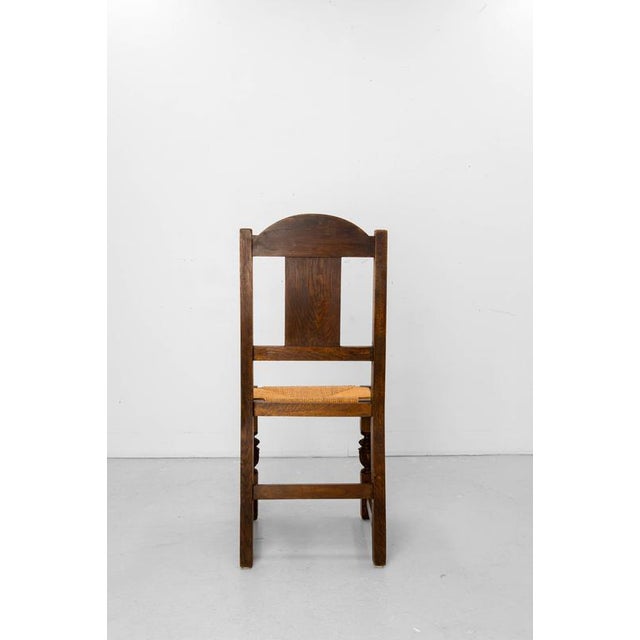 Wood Vintage Spanish Oak Dining Chairs with Rush Seats, 1950, Set of 6 For Sale - Image 7 of 15