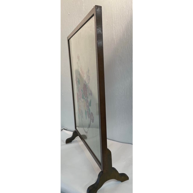 Mid 20th Century Vintage Embroidered Fire Screen For Sale - Image 5 of 12