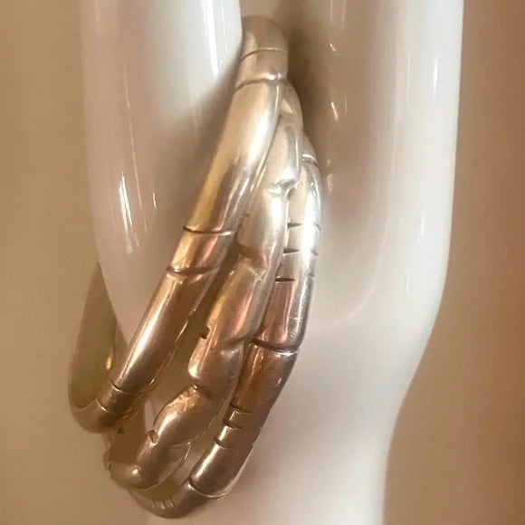 3 Signed Wesley Emmons Sterling Silver Cuff Bracelet Set. Wesley Emmons was an important jewelry maker in Philadelphia...