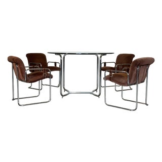 Dining Table and Chairs by Guido Faleschini, 1970s, Set of 5 For Sale