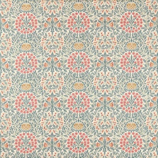Morris & Co. Daisy & Oak Fabric in Madder/Teal For Sale