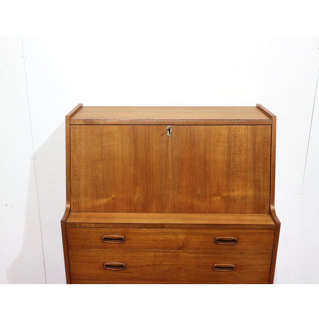 Mid Century Modern Vintage Teak Secretaire Bureau Desk Danish Style For Sale - Image 10 of 15