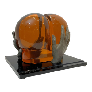 Mid 20th Century Bernard Pfreim, "The Kiss", Amber Acrylic Sculpture