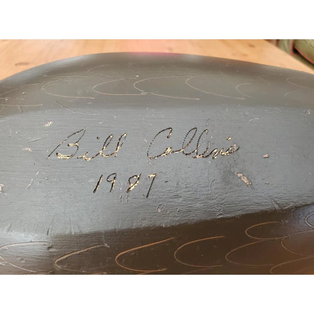 Hand Carved Black Duck Decoy by Bill Collins For Sale In Baltimore - Image 6 of 11