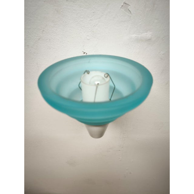 Light Blue Glass Wall Lamp from Leucos, 1980s For Sale - Image 4 of 8