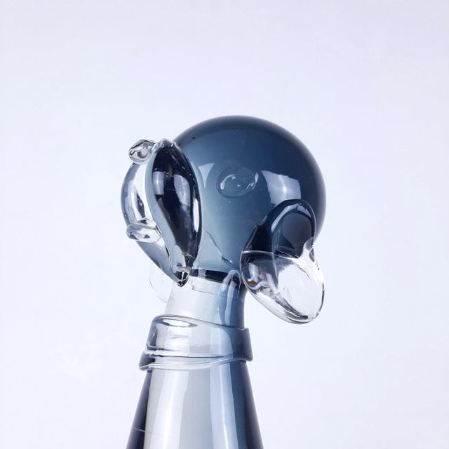 1960s Vintage Gray and Clear Murano Glass Dog Sculpture For Sale - Image 5 of 11