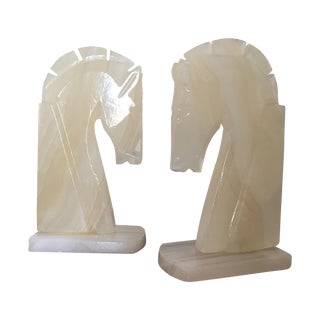 Vintage Marble Stallion Bookends - Pair For Sale