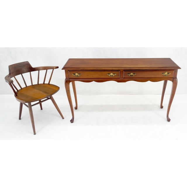 Solid Cherry Queen An Style Two Drawers Low Profile Console Table MINT For Sale - Image 10 of 16