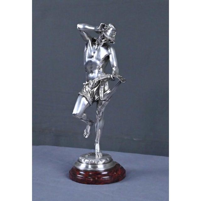 A. Carrier, The Neapolitan Mandolin Player, Late 19th Century, Silvered Bronze For Sale - Image 4 of 18