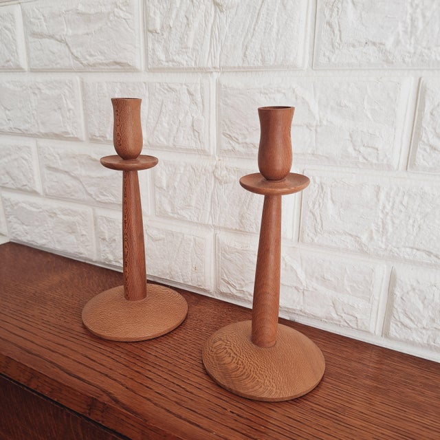 1960s Vintage Scandinavian Turn Wood Candlesticks, 1960s, Set of 2 For Sale - Image 5 of 16