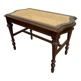 Antique Italian Caned Bench For Sale