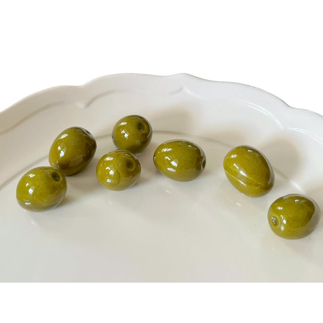 Ceramic Vintage Til Trompe L’Oeil Ceramic Olive Serving Plate, in the Style of Este Ceramiche Made in Japan, 10" For Sale - Image 7 of 11