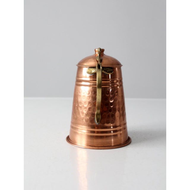 Vintage Hammered Copper Teapot With Brass Handle For Sale - Image 12 of 14