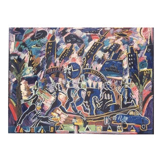 Carlos Almaraz (Chicano Art) Clock Struck Three, 1989 Hand Printed Silkscreen For Sale