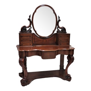 English Flame Mahogany Vanity With Mirror For Sale