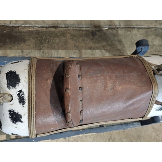 Antique Primitive Glider Rocking Hobby Horse Dalmation Carved Wood Cast Iron For Sale - Image 10 of 10