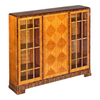 Art Deco Bookcase or Display Cabinet With Parquetry Inlay by Heal's of London For Sale