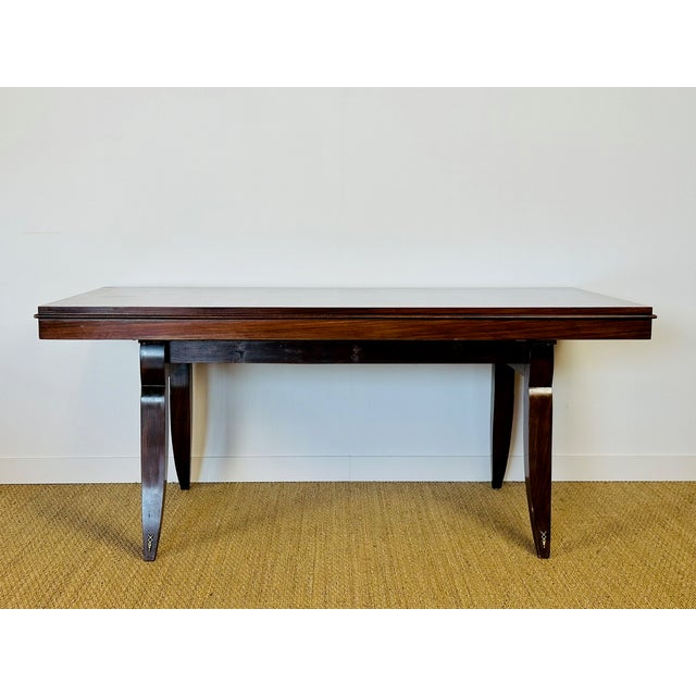 1940s Art Deco Dining Table in Walnut and Diamond Marquetry, France, 1940s For Sale - Image 5 of 18