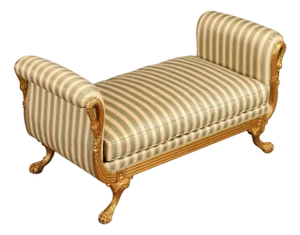 Quality Empire Style Swan Carved Giltwood Upholstered Bench