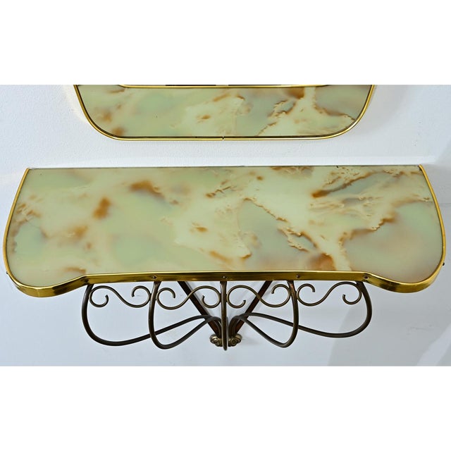 French Mid Century Mirror and Console Set For Sale - Image 4 of 17