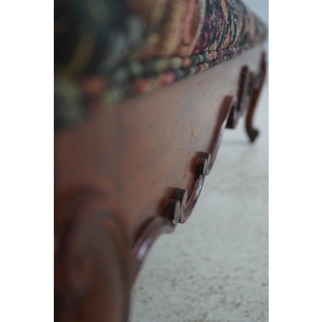1990s Tapestry Upholstery French Style Long Window Bench For Sale - Image 5 of 12