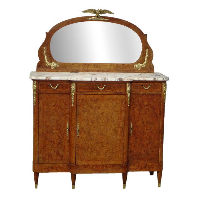 Louis XVI Style Buffet in Burr Walnut with Gilt Bronze Mounts, 1800s For Sale