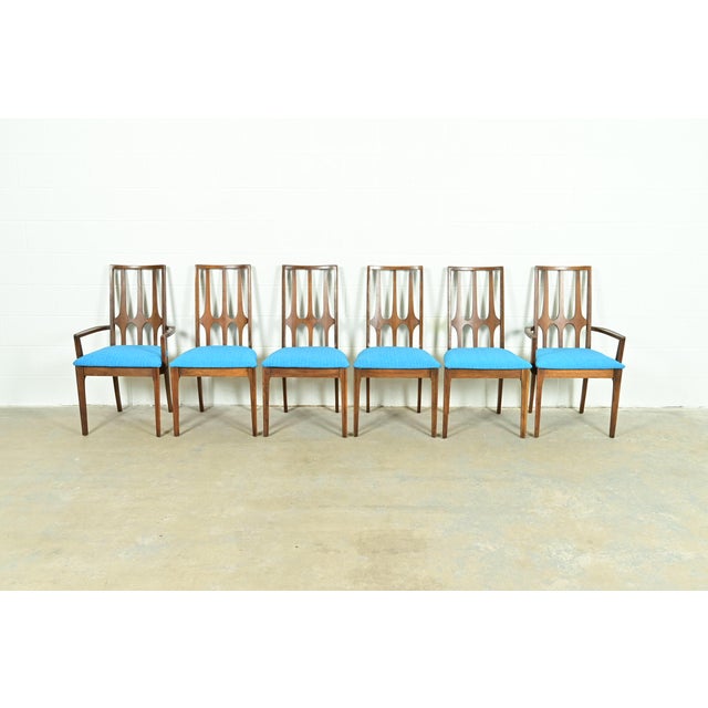 Mid-Century Modern Broyhill Brasilia Mid-Century Modern Sculpted Walnut Dining Chairs, Set of Six For Sale - Image 3 of 12