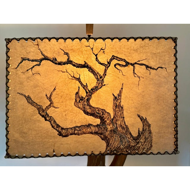 Contemporary 1950s Cerused Oak Lamp With Fiberglass Shade For Sale - Image 3 of 9