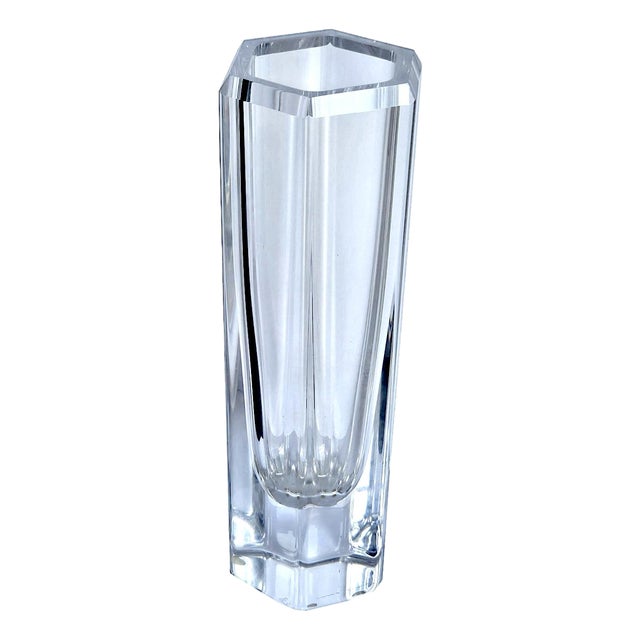 1970s Kosta Boda Crystal Colonna Vase Designed by Bengt Edenfalk, Signed For Sale