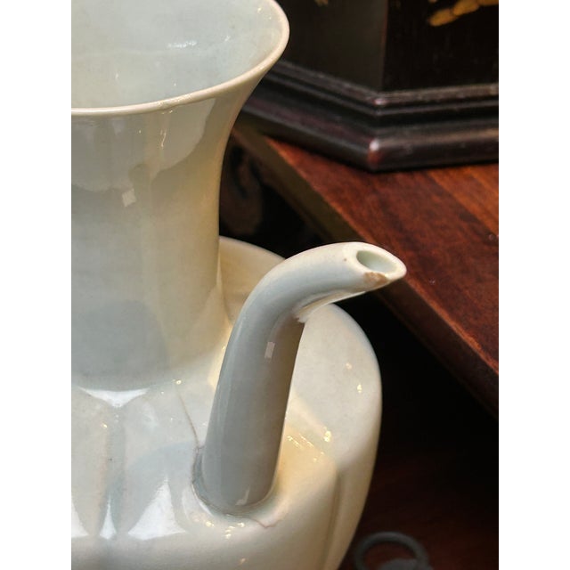 Chinese Porcelain Light Celadon White Plain Minimalistic Art Vase For Sale - Image 9 of 10