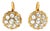 14K Yellow Gold Fianit Floral Leverback Earrings For Sale