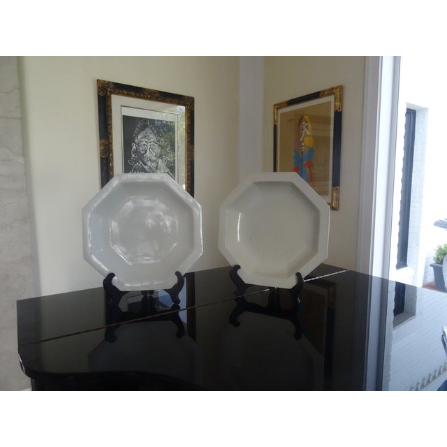 Wood Vintage Blanc De Chine Chargers Attributed to Dennis & Leen a Pair For Sale - Image 7 of 7