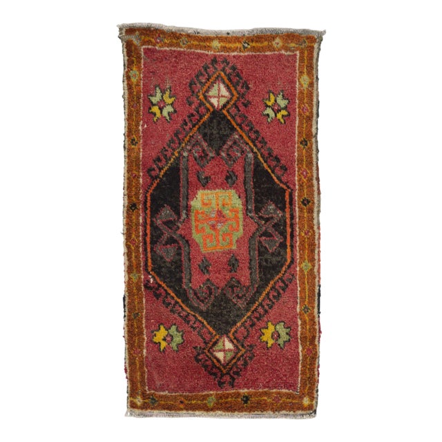 Vintage Turkish Rug - 1′10″ × 3′8″ For Sale