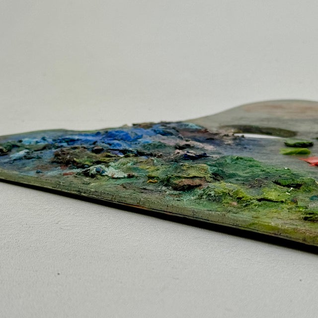 Late 20th Century Bright Vintage Artist's Large Painting Palette With Remnant Oil Paint For Sale - Image 9 of 10