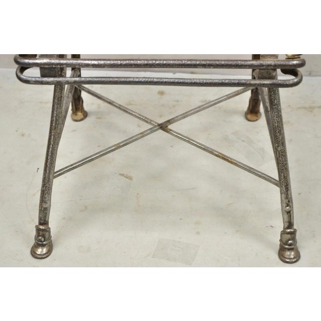 Antique Sauveur Arras French Wrought Cast Iron Spine Scrolling Garden Side Chair For Sale - Image 12 of 12