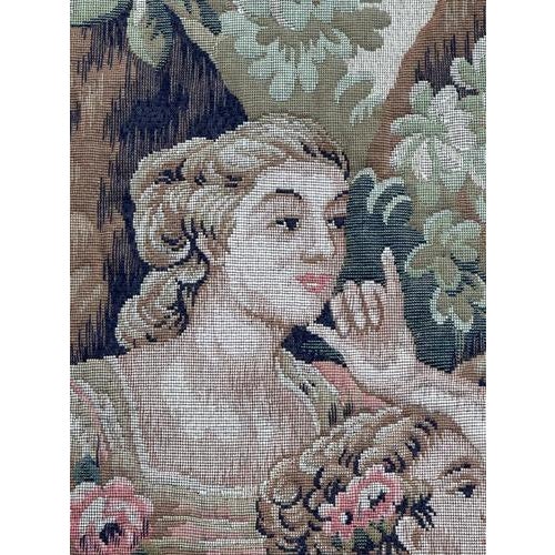 Mid-Century Jacquard Halluin Birds Offering Tapestry in the style of François Boucher, France, 1960s For Sale - Image 10 of 18