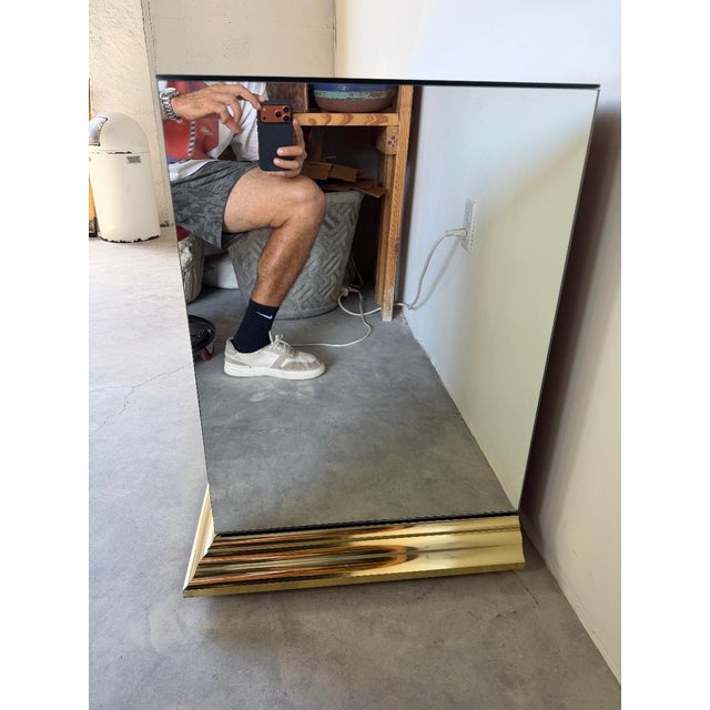 1970s Vintage Ello Furniture Mirrored Glass & Brass Sideboard For Sale - Image 11 of 15