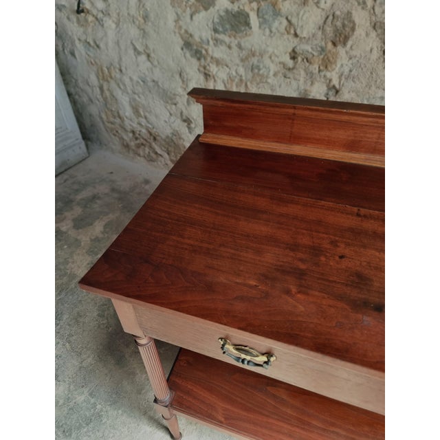 Wood Antique French Mahogany Console Table with Drawer and Shelf, 1900 For Sale - Image 7 of 18