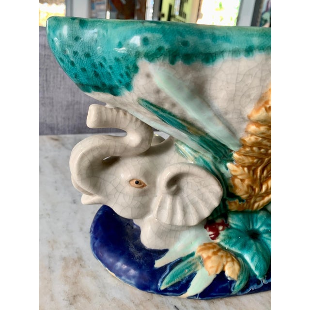 Mid 20th Century Italian Majolica Bowl with Elephants For Sale - Image 5 of 10