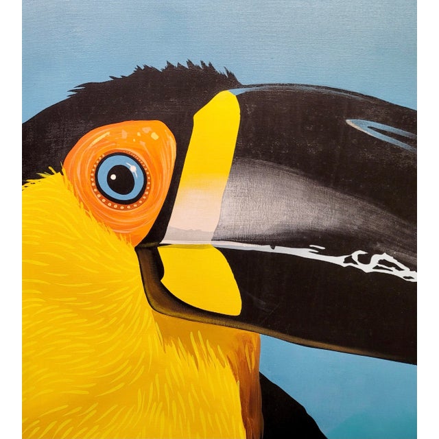 American Campos - Portrait of a Toucan Bird -1960s Oil Painting For Sale - Image 3 of 7