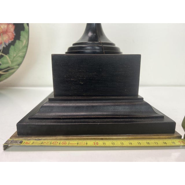 Turned Dark Oak Baluster Shaped Table Lamp, 1950s For Sale - Image 8 of 18