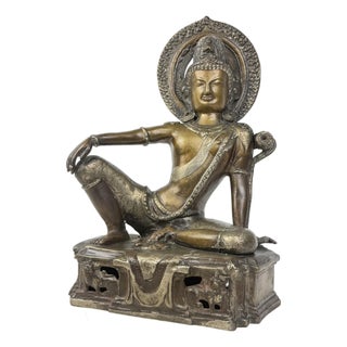 Nepalese Artist, Buddhist Deity Statue of Indra, 1890s-1910s, Bronze For Sale